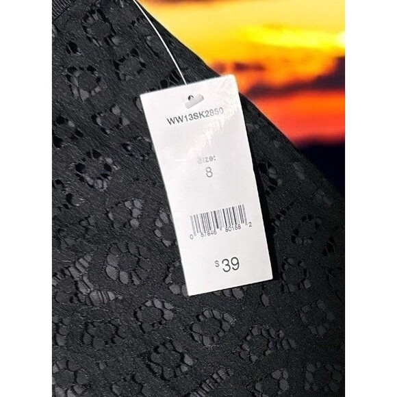 Joe Fresh Black Lace Mini Skirt Women’s Size 8 Scalloped Hem Gothic Chic NWT - Picture 4 of 6